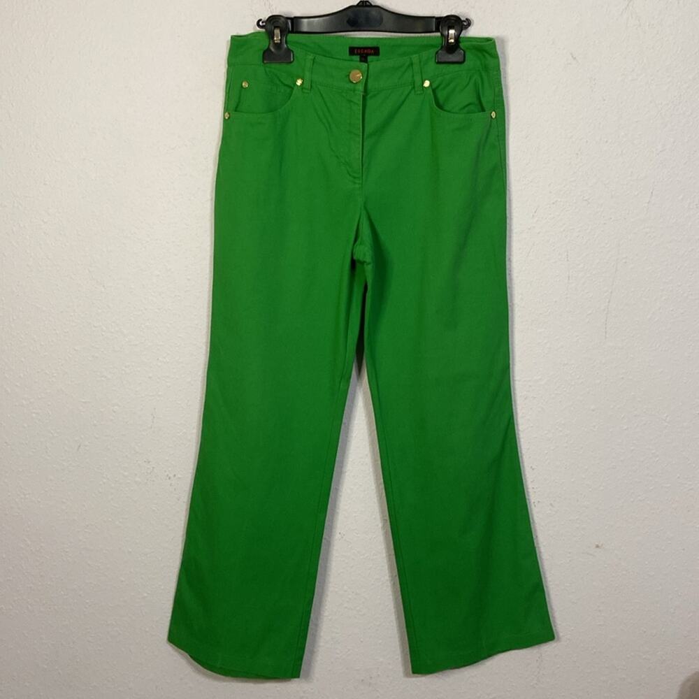 Escada Women Apple Green Mid Rise Straight Leg Pants Size 38